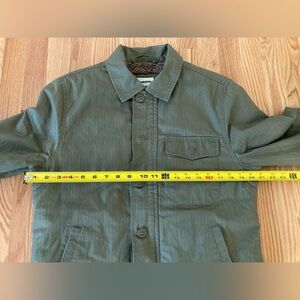 Taylor Stitch Lined Watts Jacket in Olive Dry Waxed Herringbone, size 38